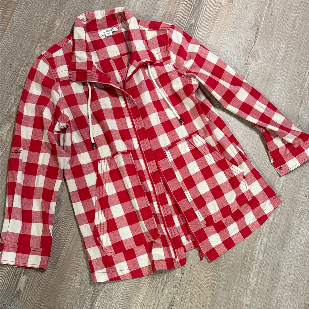 Ladies Red and White Checkered Jacket